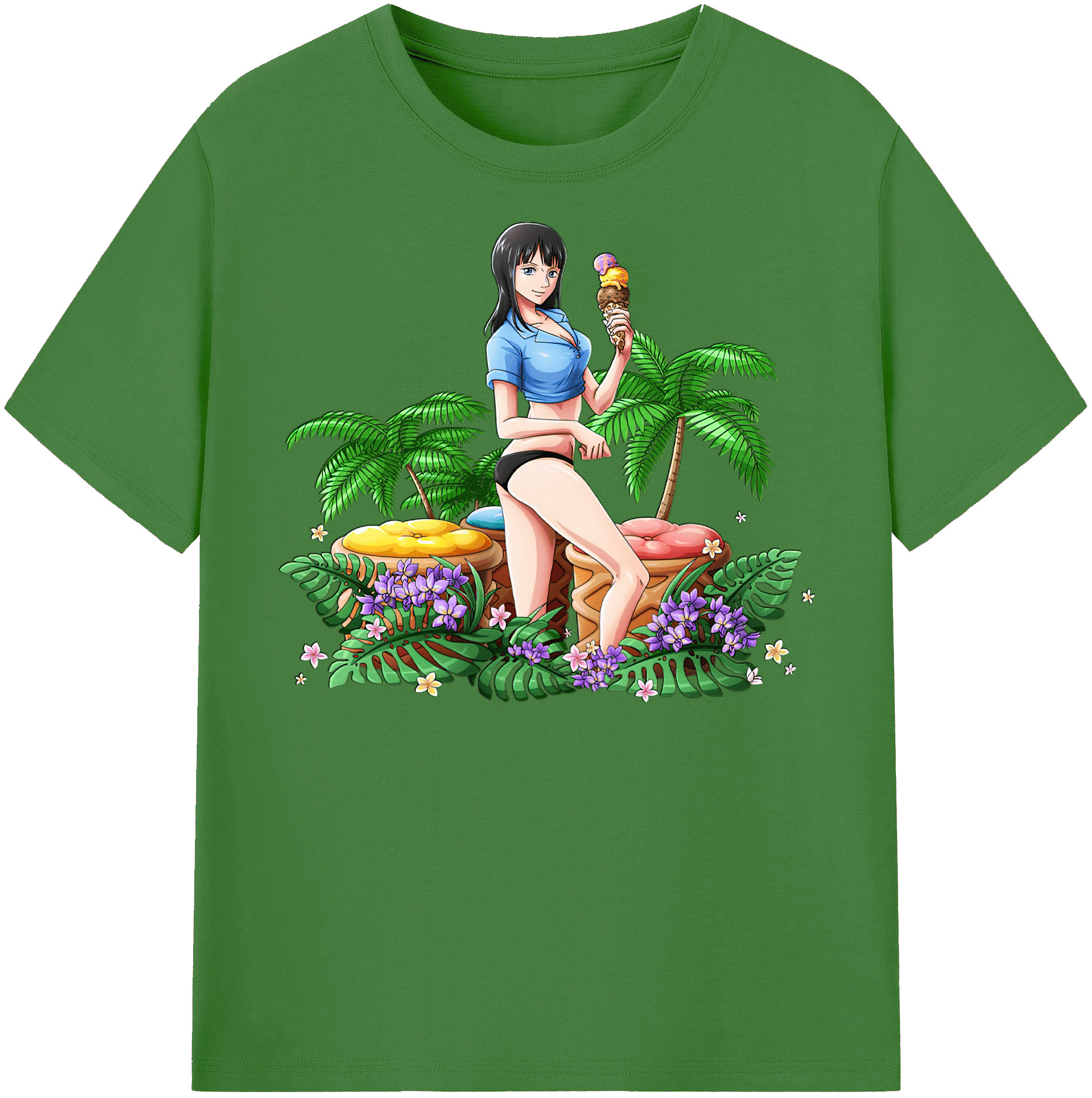ワンピース ニコ・ロビン ONE PIECE Nico Robin レディースカジュアルプリントTシャツ（綿100％）